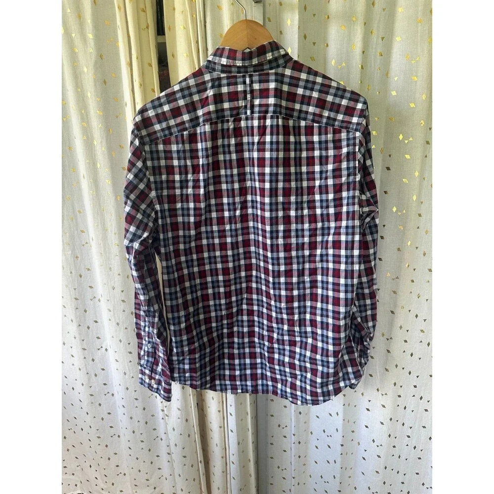 Banana Republic Men's 100% Cotton Plaid Custom 078 Wash Grant Fit Button Shirt M